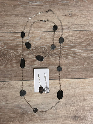 Skipping Stones | sterling silver & oxidized copper 36" necklace