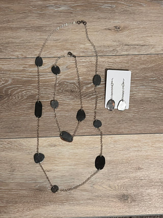 Skipping Stones | sterling silver & oxidized copper 36" necklace