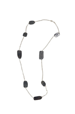 Skipping Stones | sterling silver & oxidized copper 36" necklace