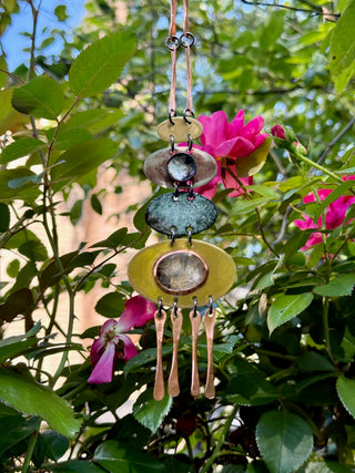 Harmonic Necklace | copper, brass, enamel, stainless steel chain, center stone
