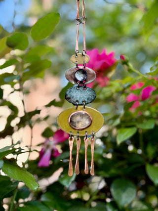 Harmonic Necklace | copper, brass, enamel, stainless steel chain, center stone