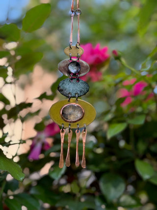 Harmonic Necklace | copper, brass, enamel, stainless steel chain, center stone